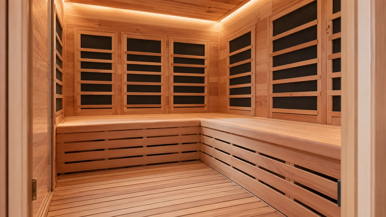 桑拿房木质座椅与内部空间
